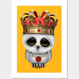 Cute Royal Snowy Owl Wearing Crown Posters and Art